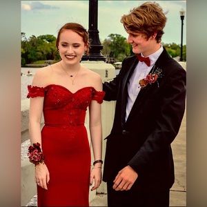 Red Fit and Flare Prom Dress